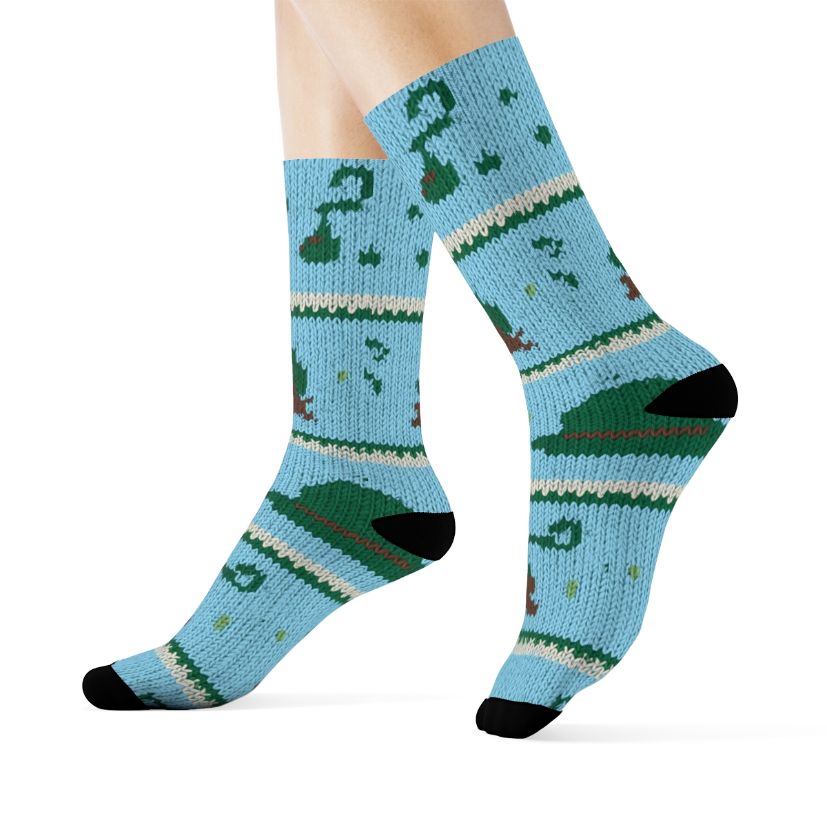 Knitted Pattern Illusion Park Ranger Hat And Campfire Bands stylish athletic crew socks