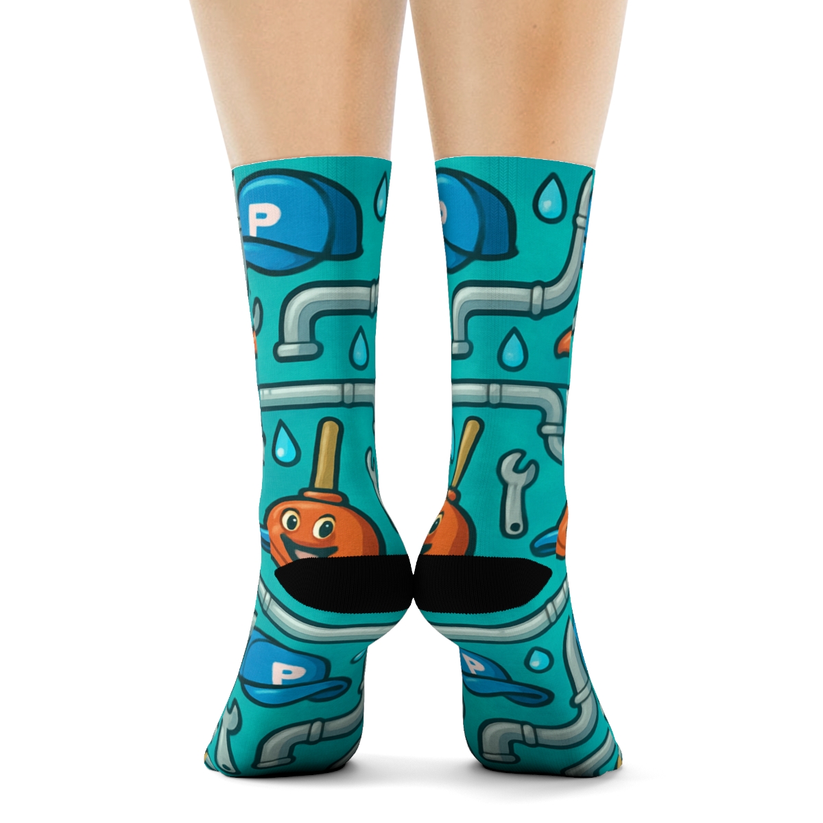 Pipes And Plungers Parade Pattern Plumber unique graphic crew socks