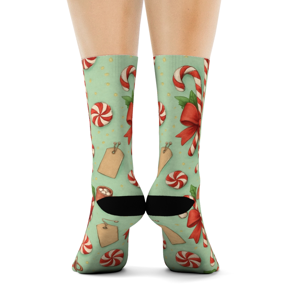 Candy Cane Bouquets With Candy Canes In Collage Repeat comfortable cotton crew socks