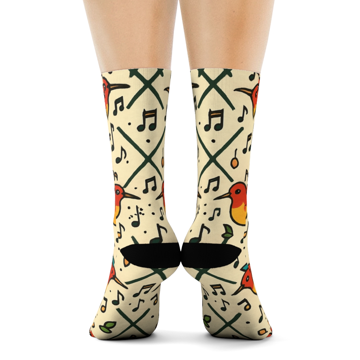 Garden Party Lattice With Bird In Midflight premium sports crew socks