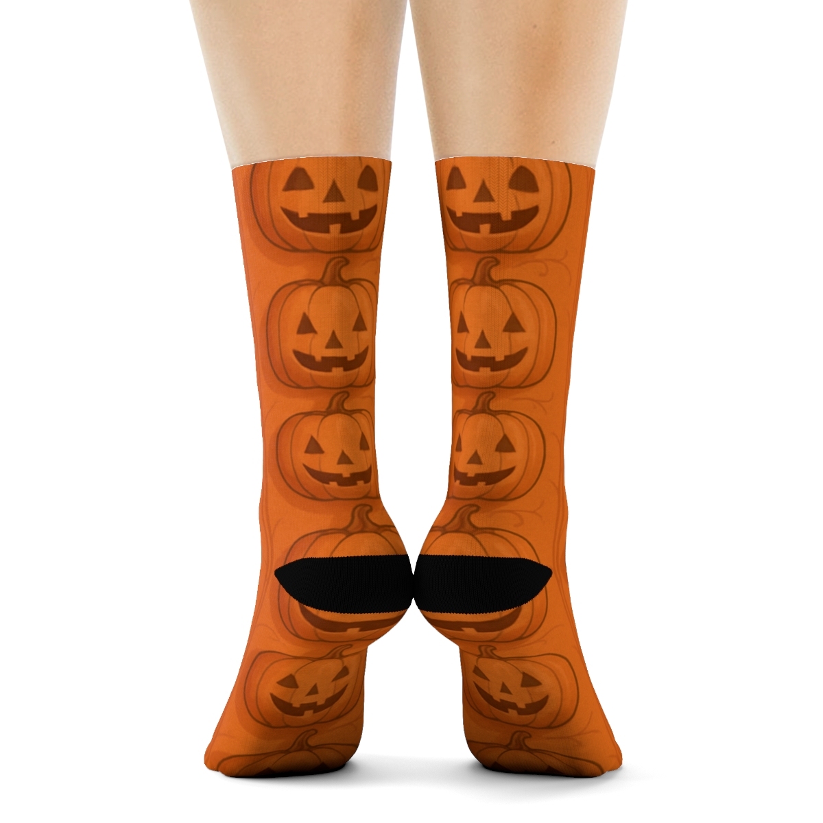Stacked Pumpkin Column Repeat On Orange Background comfortable cotton crew socks