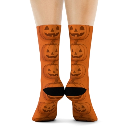 Stacked Pumpkin Column Repeat On Orange Background comfortable cotton crew socks