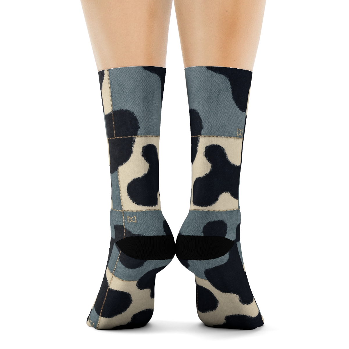 Denim Patch Spotwork unique graphic crew socks