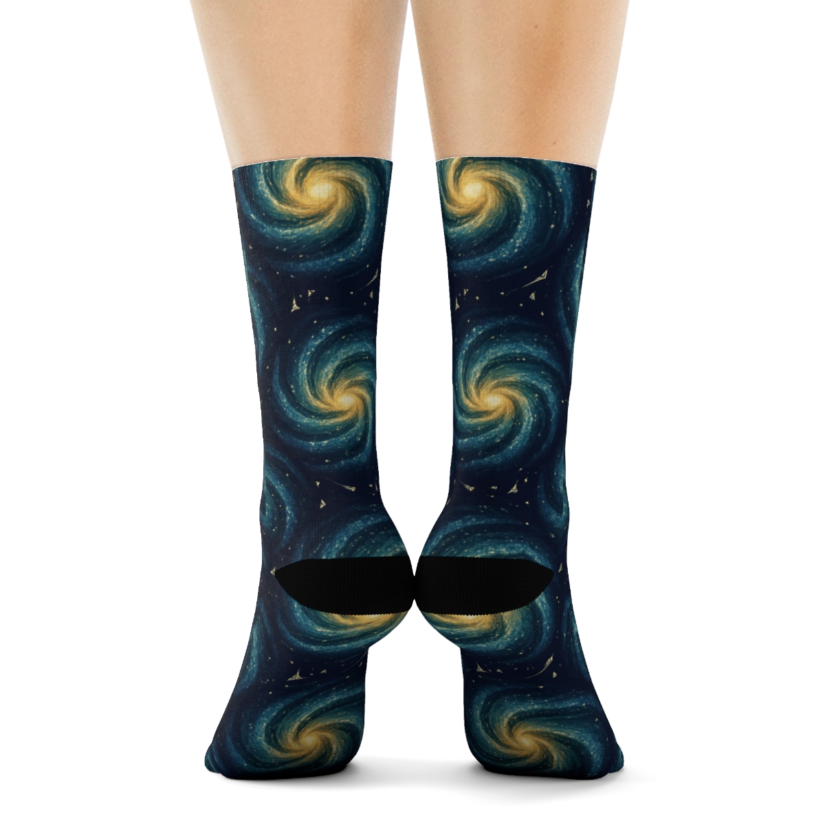 Galaxy Swirl Tessellation With Spiral Cores custom crew socks