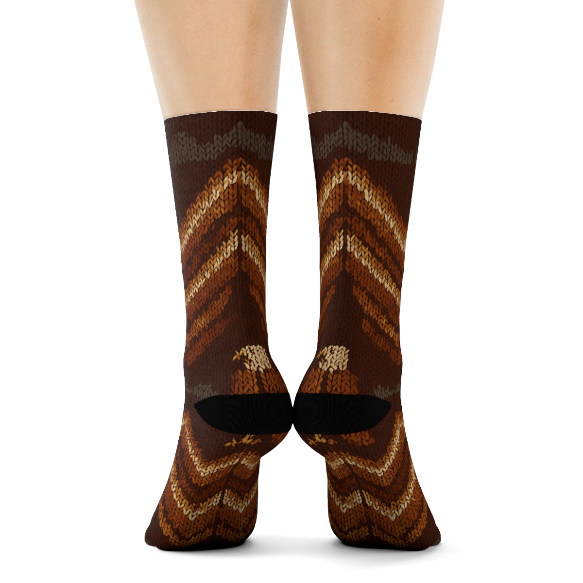 Knitted Illusion Eagle Feather Chevron comfortable cotton crew socks