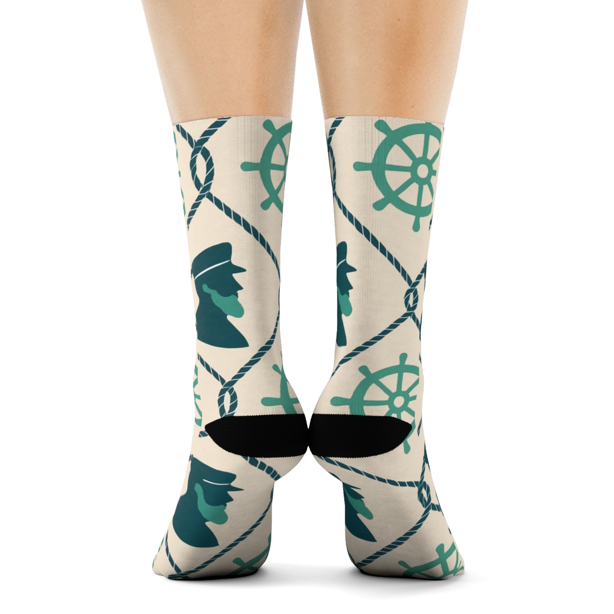 Tidal Rope Lattice With Ship Captain Motifs stylish athletic crew socks