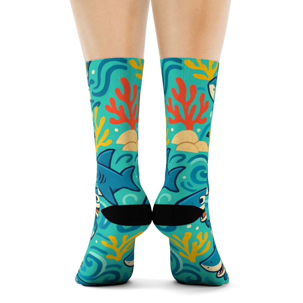 Shark-Patterned Reef Carnival personalized crew socks