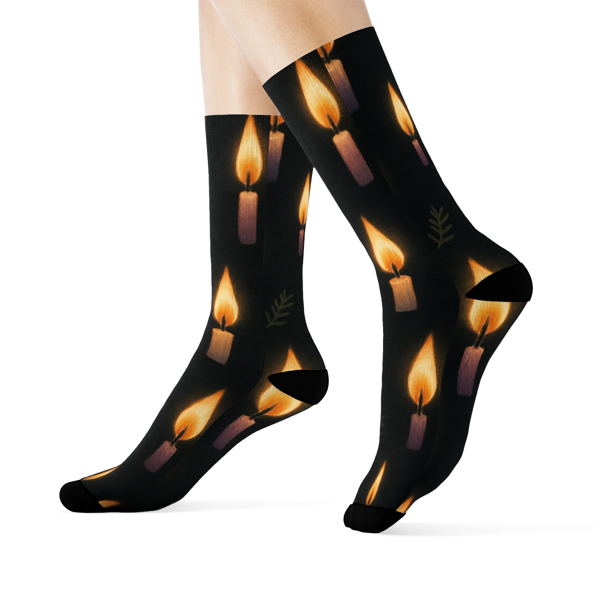 Starfield-Advent Candles Flame Scatter premium sports crew socks
