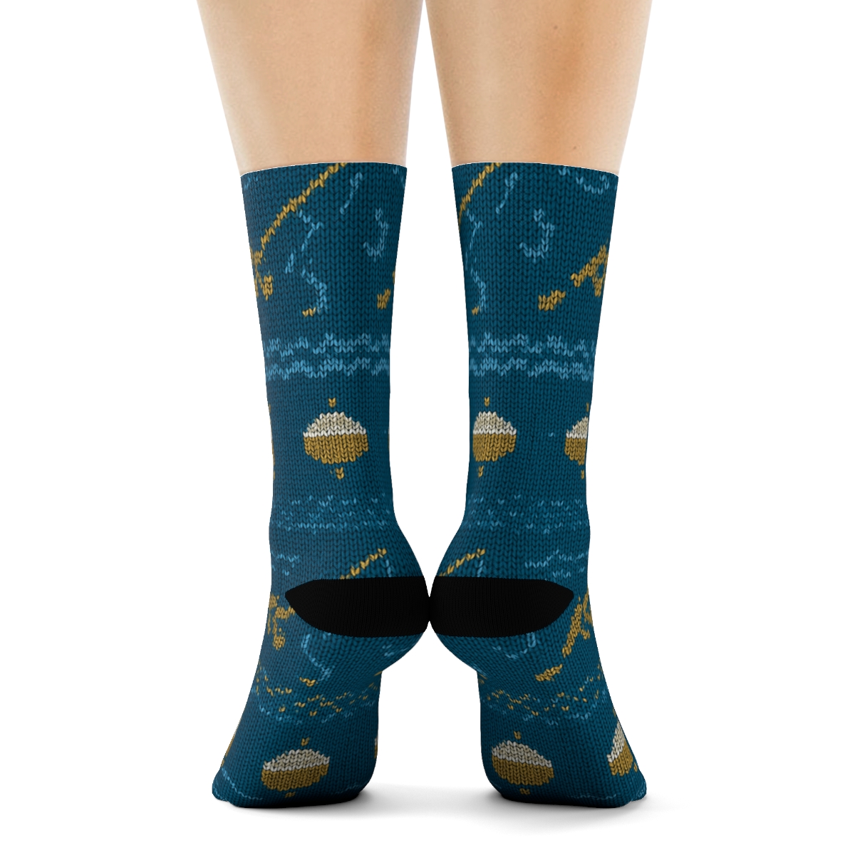 Knitted Fisher River Ripple Fair Isle unique graphic crew socks