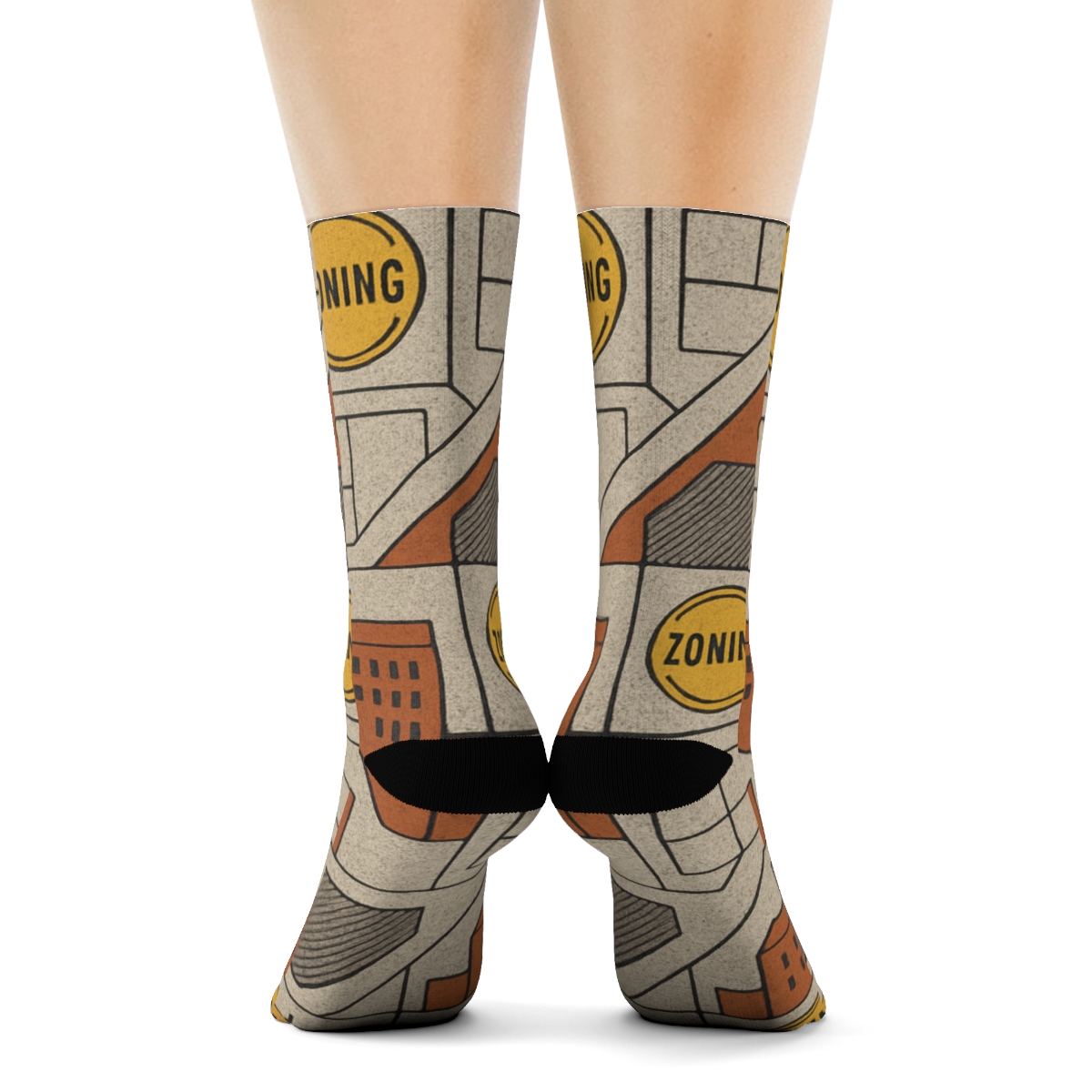 Urban Planner Blueprint Blocks Collage personalized crew socks