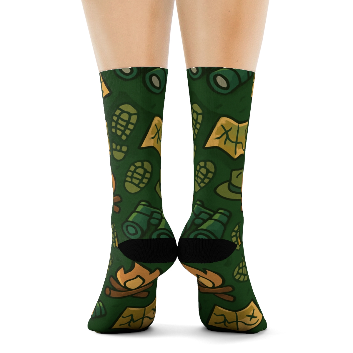 Trail Grid With Park Ranger Icons personalized crew socks