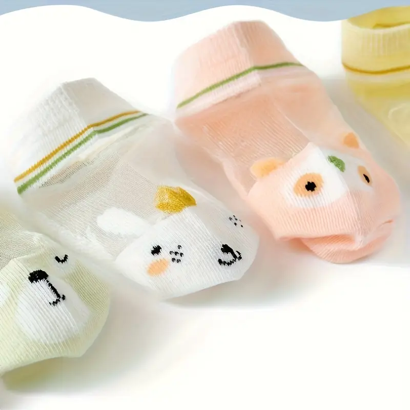 5 pack girls cute animal heart ankle socks soft pastel colors beige with raccoon sheep bear patterns hand wash only durable casual socks 5