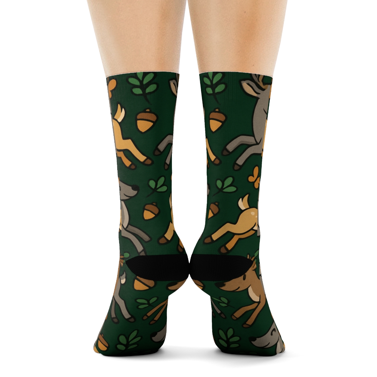 Wildflower Meadow Pattern With Deer Leap Rhythm personalized crew socks