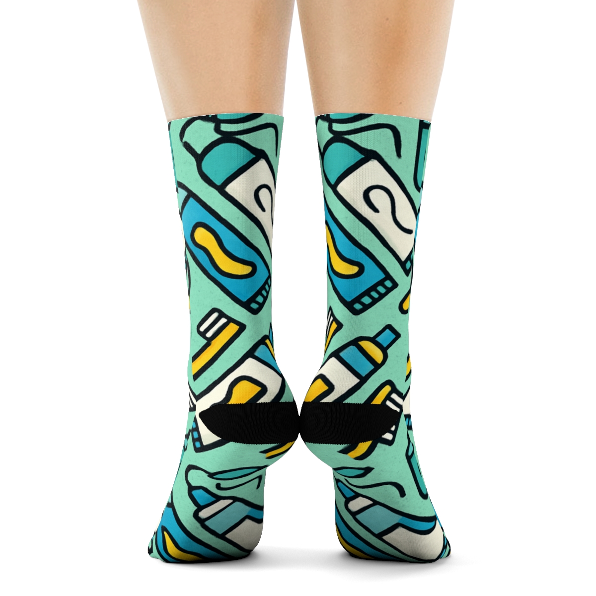 Dentist Toothbrush Chevron Parade designer printed crew socks
