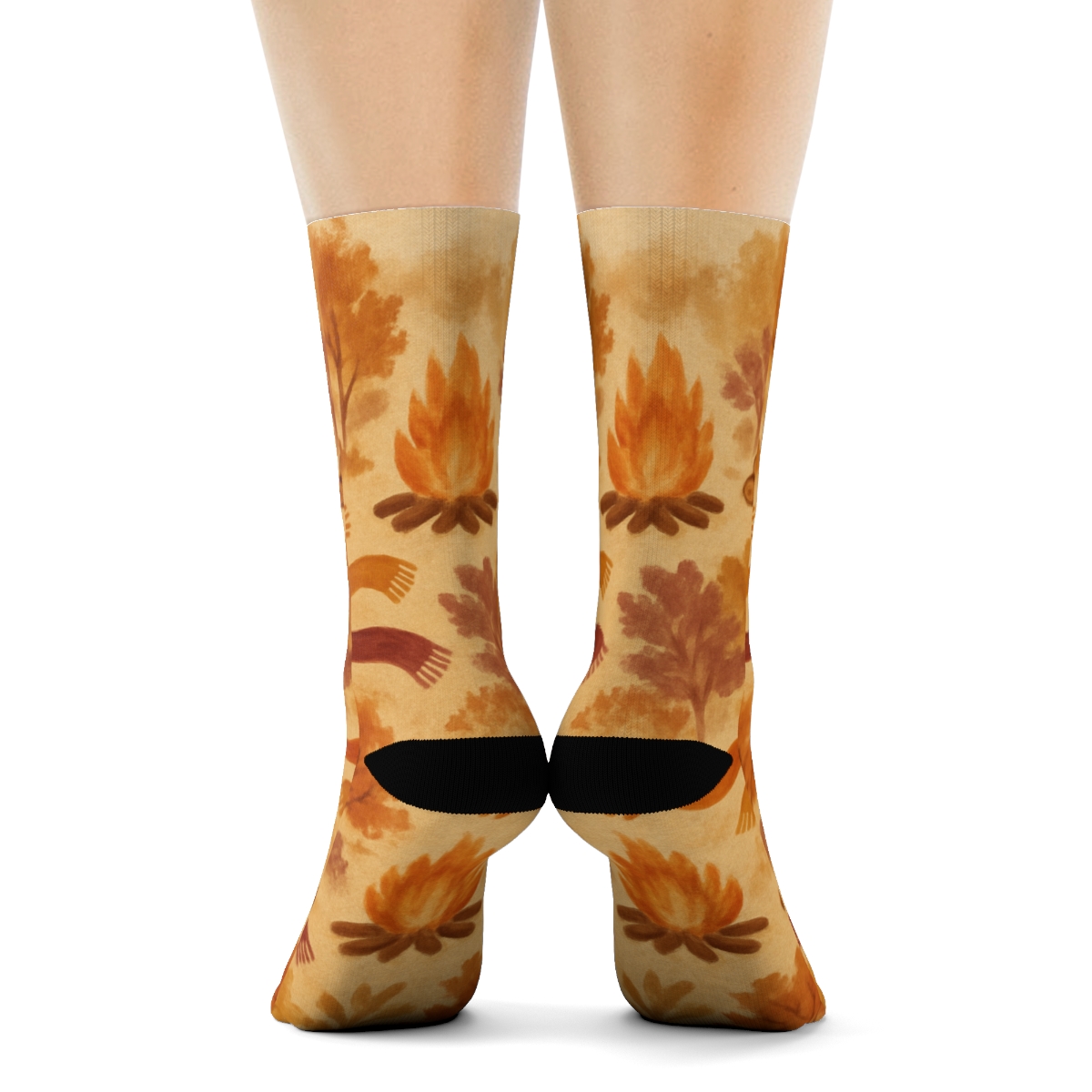 Cozy Cabin Scene Wraparound comfortable cotton crew socks