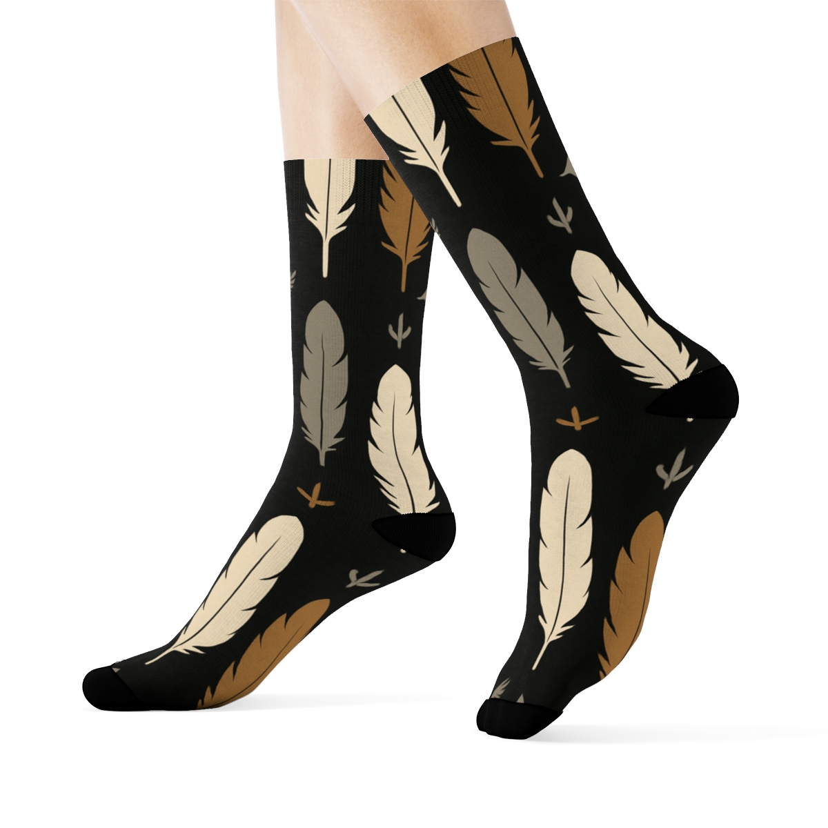 Eagle Feather Stripe Cadence On Black Background custom crew socks