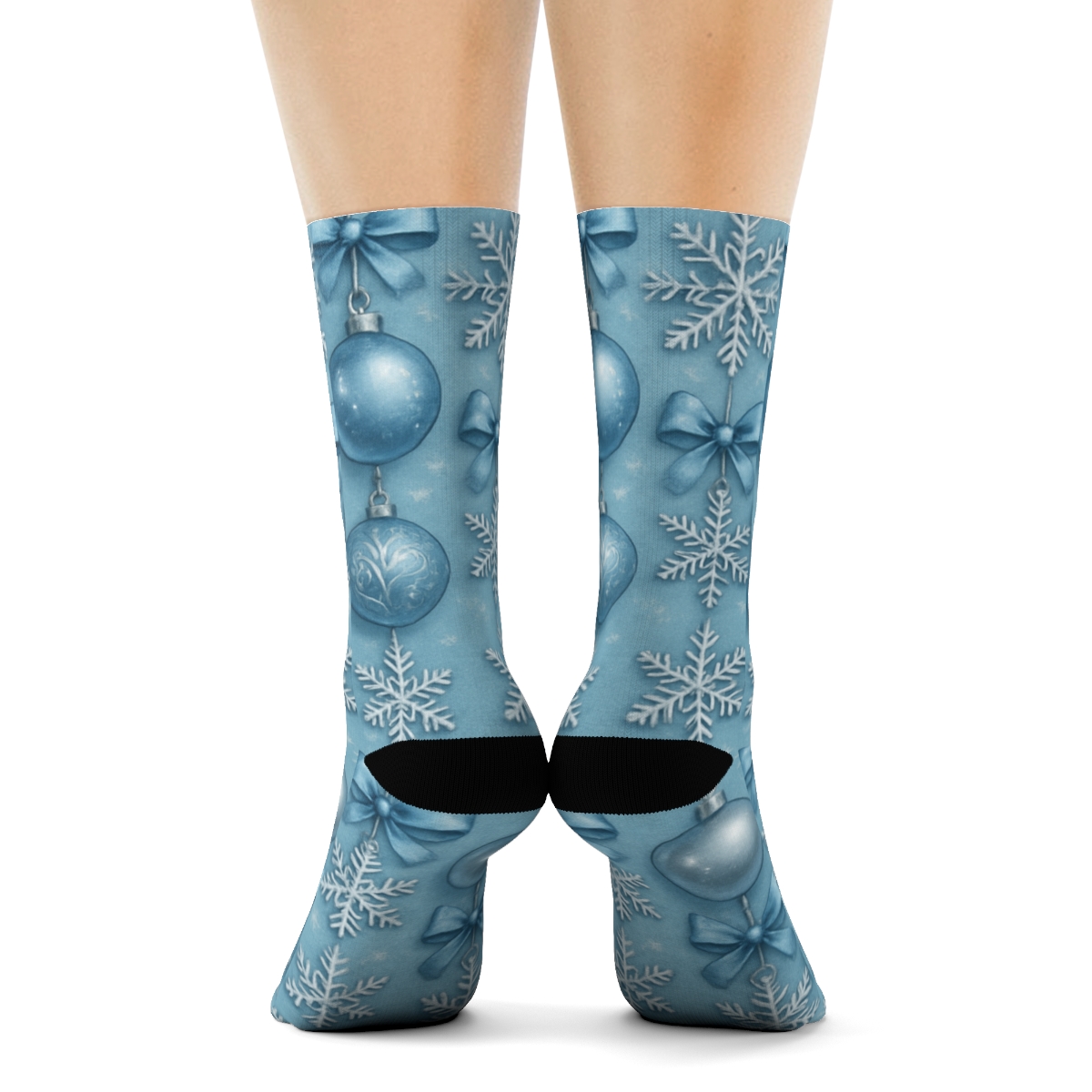 Xmas Ornaments Tessellation In Icy Blue unique graphic crew socks