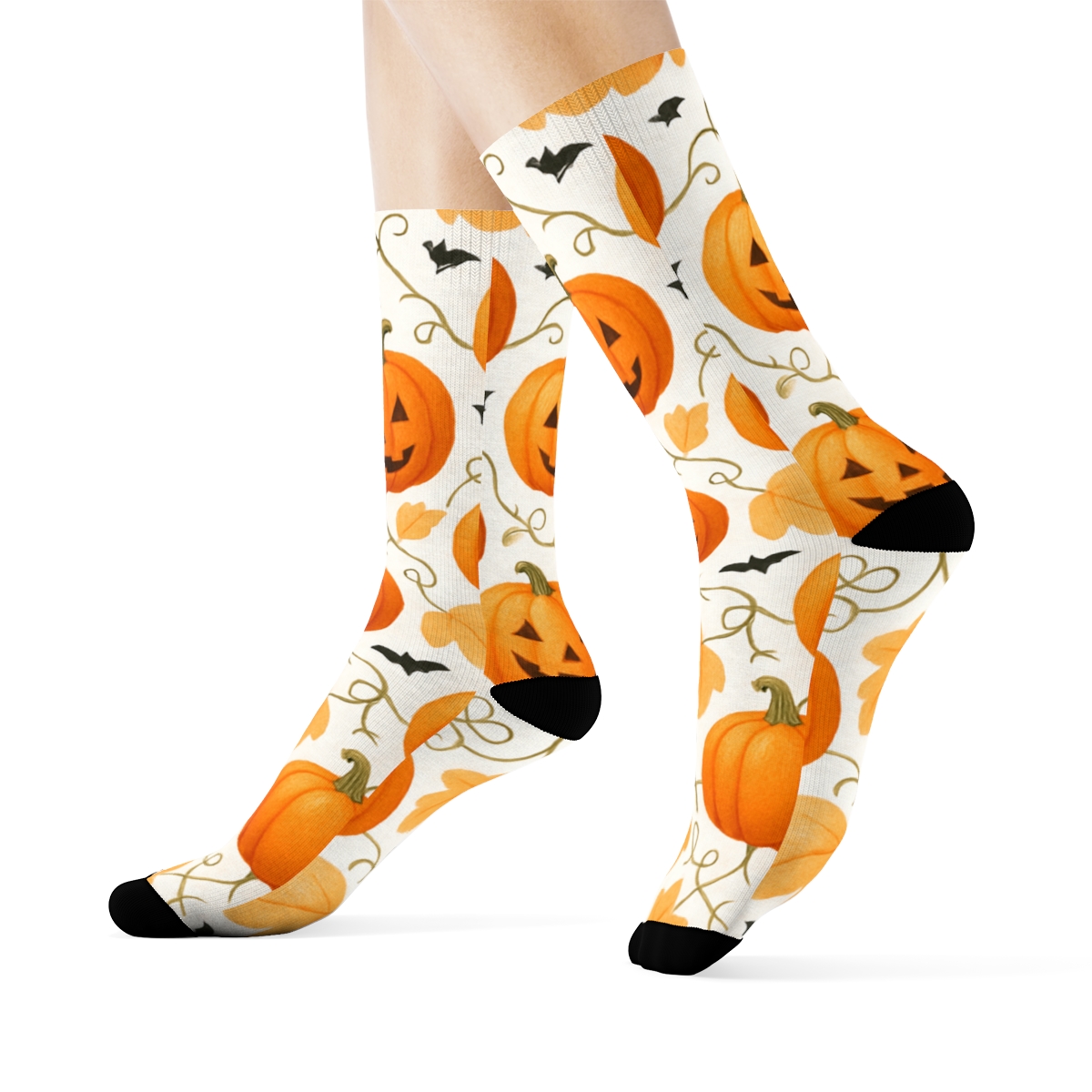 Pumpkin Patch Repeating Grid On White Background premium sports crew socks