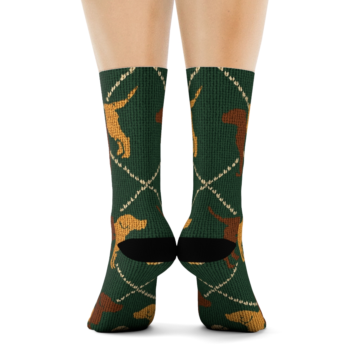 Knitted Pattern Illusion Labrador Retriever Parade soft everyday crew socks