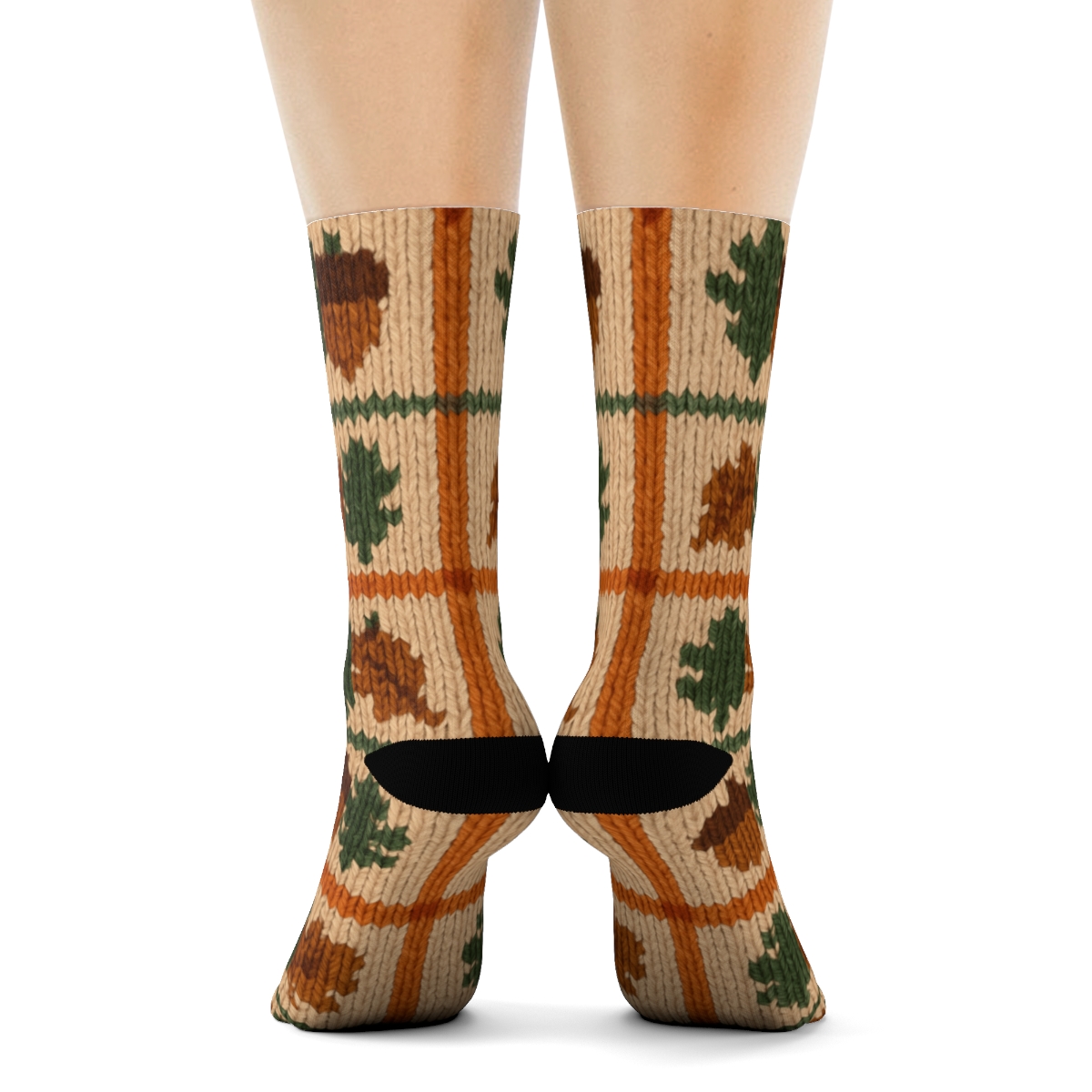 Cozy Plaid Knitted Acorn Field trendy patterned crew socks