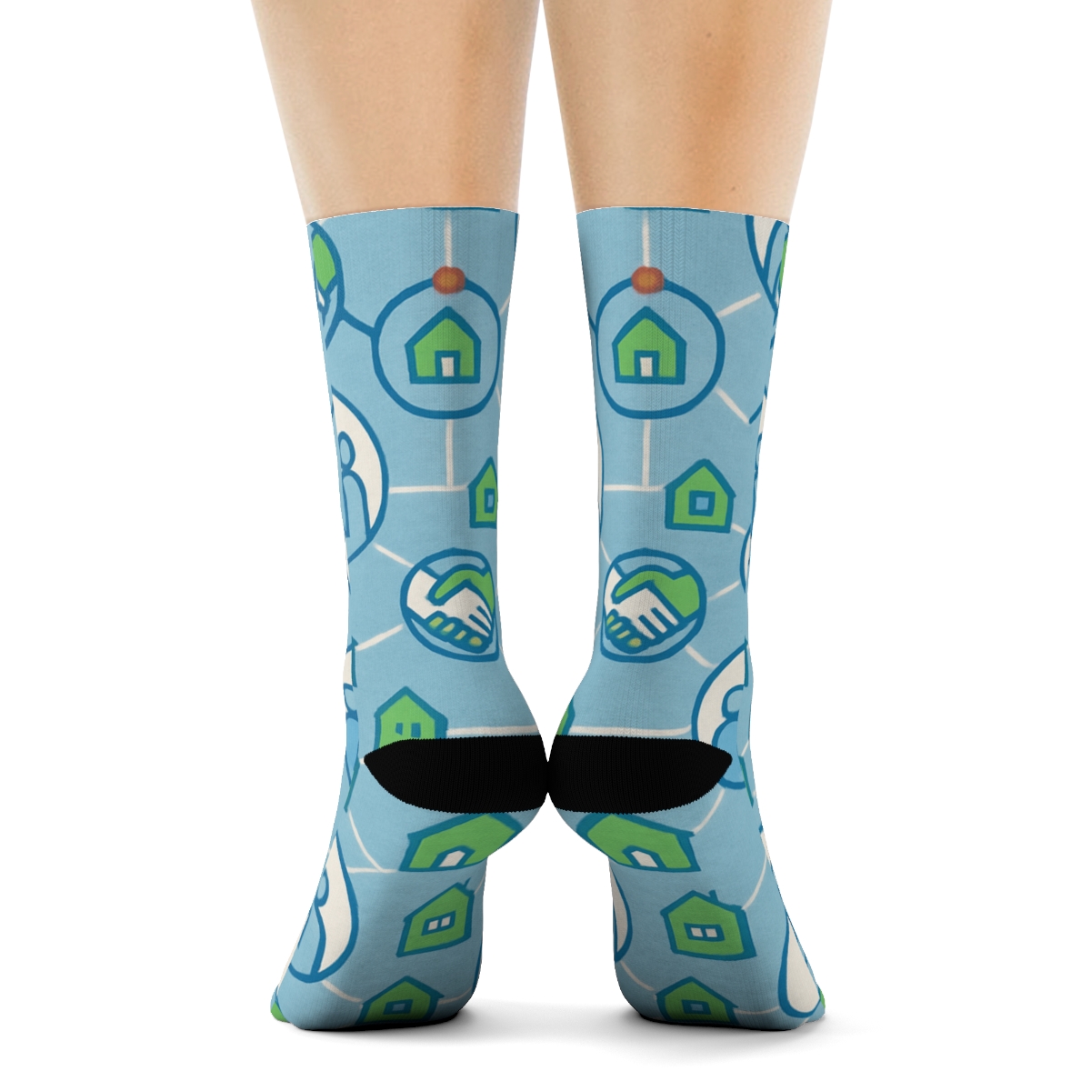 Community Link Lattice With Social Worker Icons personalized crew socks