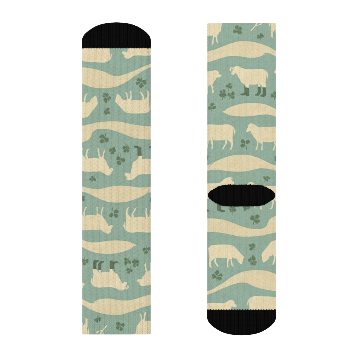 Sheep-Crafted Fence Band Panorama soft everyday crew socks