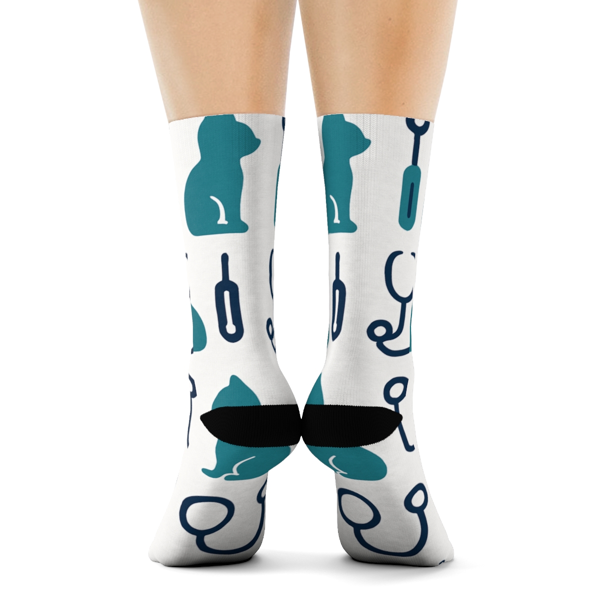 Dog And Cat Icons With Veterinarian Tools Grid personalized crew socks