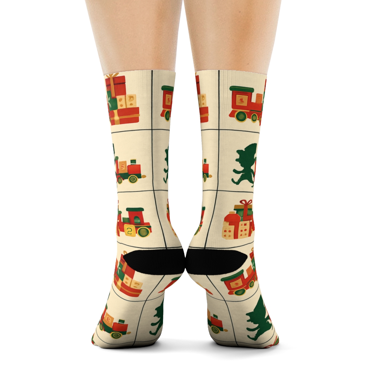 Elf Toy Workshop Grid Christmas premium sports crew socks