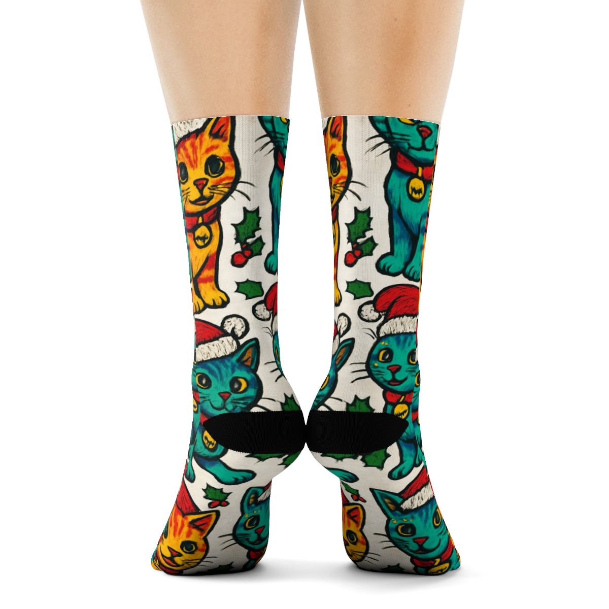 Festive Cat Ornament Tile personalized crew socks