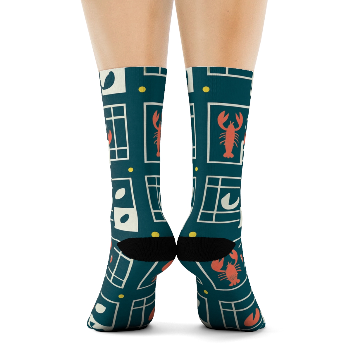 Nautical Chic Trap Lattice With Lobster premium sports crew socks