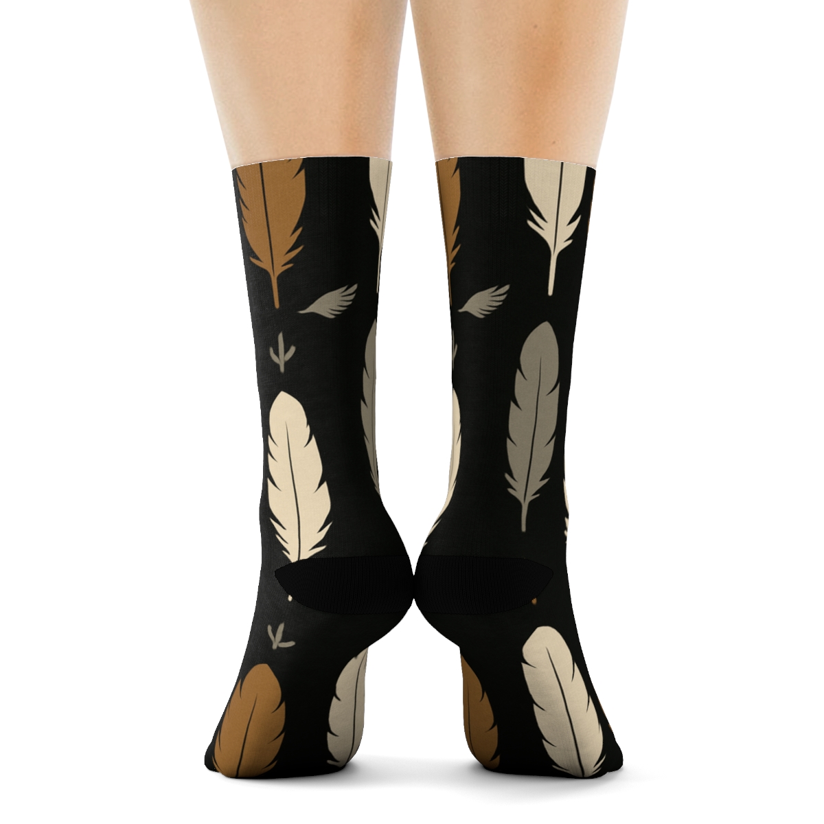 Eagle Feather Stripe Cadence On Black Background custom crew socks
