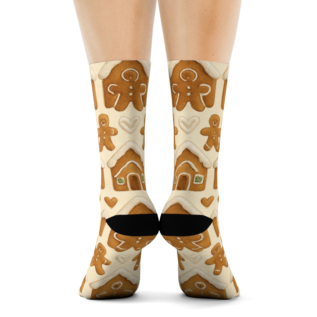 Gingerbread-Xmas Village Chevron Bands personalized crew socks