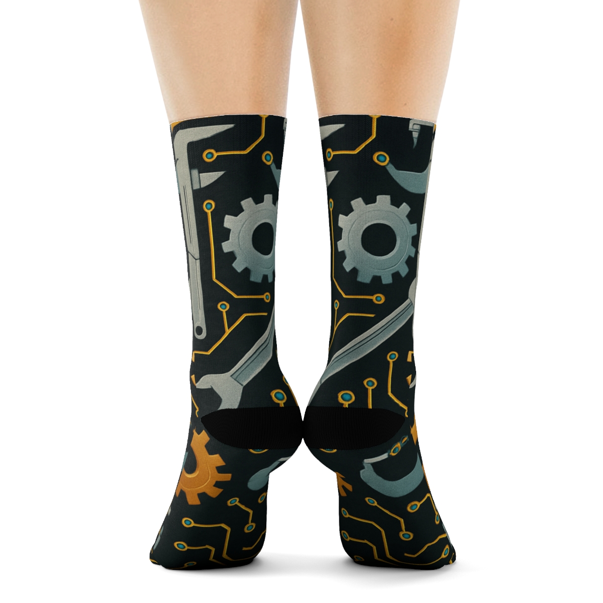 Gear Circuit Array With Mechanical Engineer Accents custom crew socks