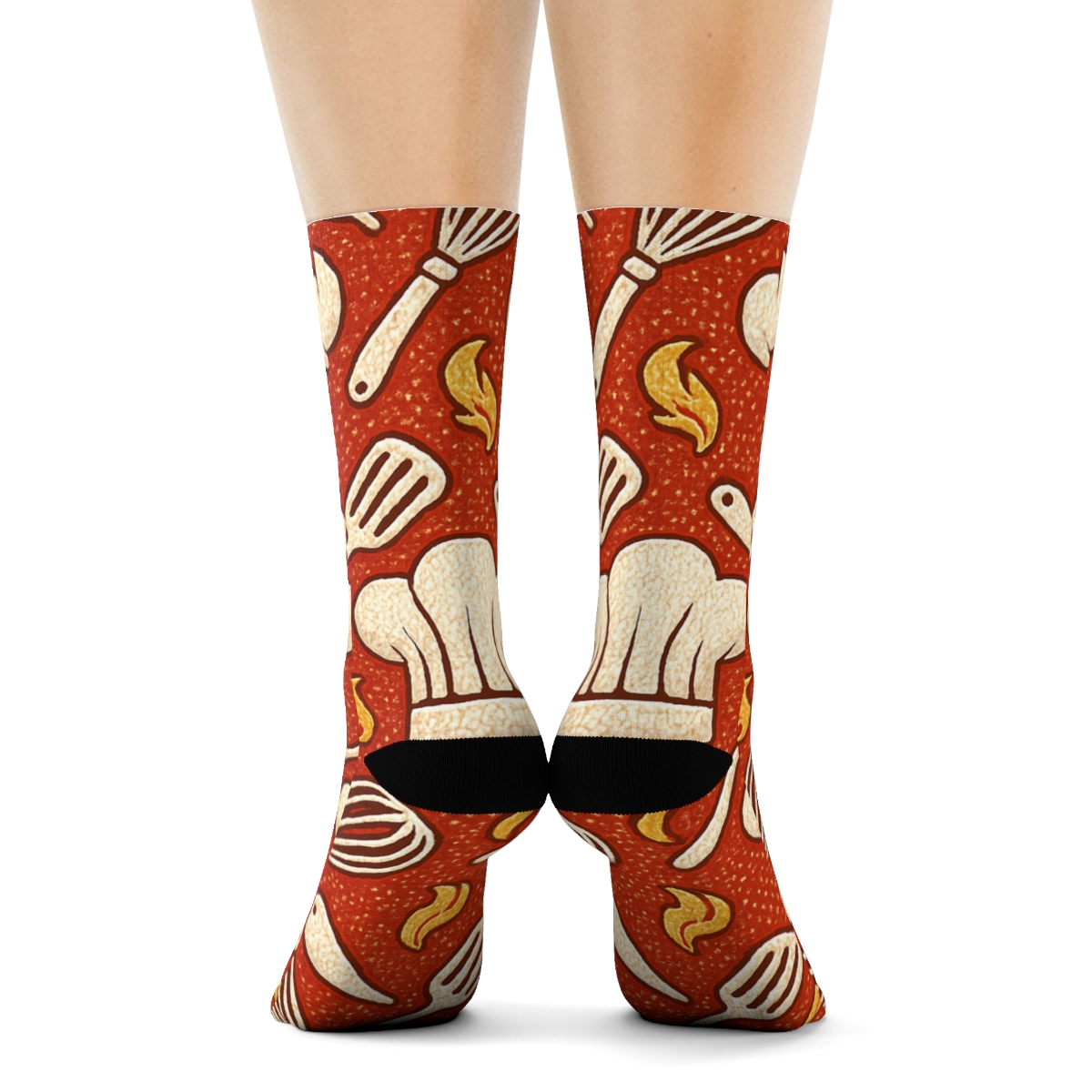 Chef Hat Mosaic On Tomato Red premium sports crew socks