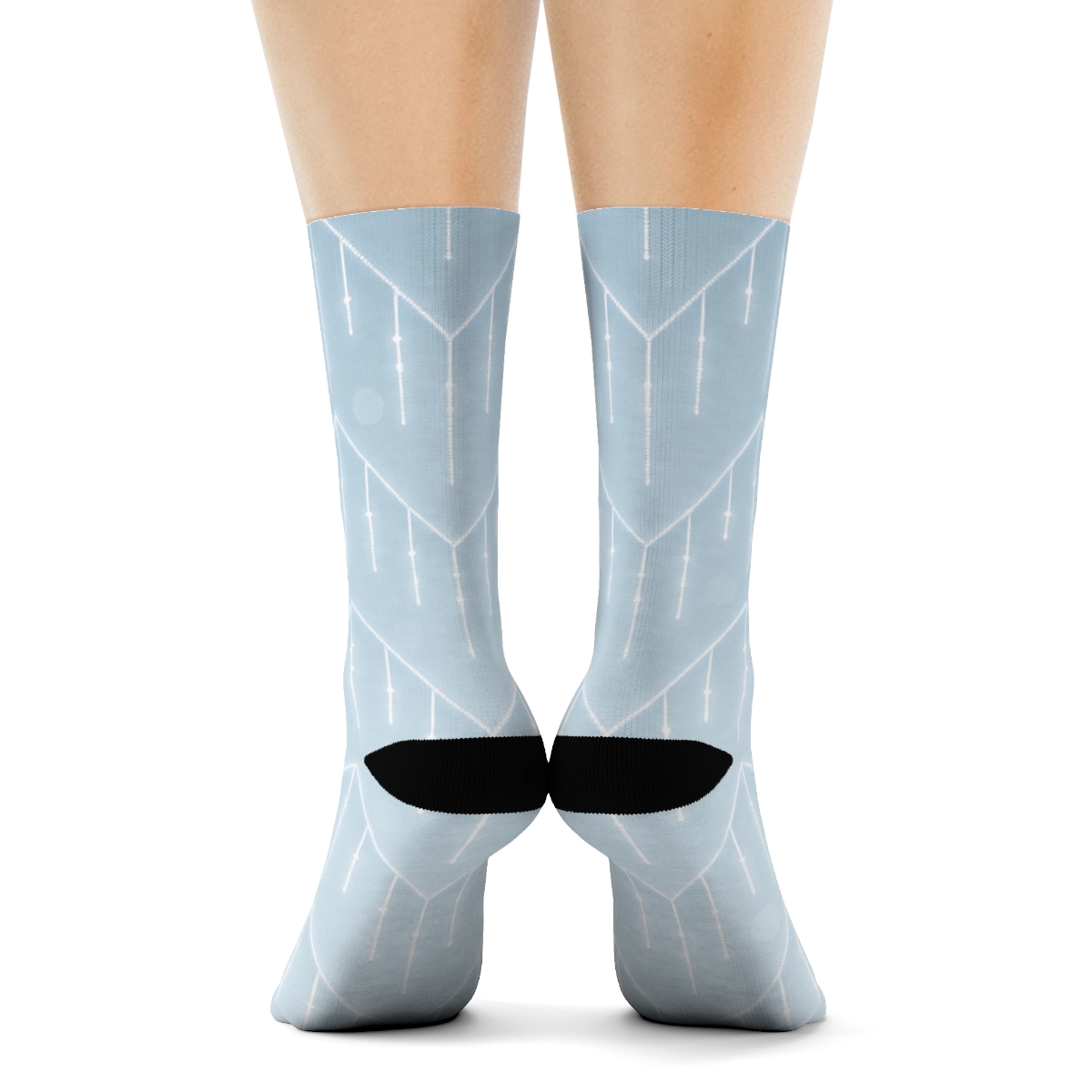 Icy Blue Icicle Light Chevron trendy patterned crew socks
