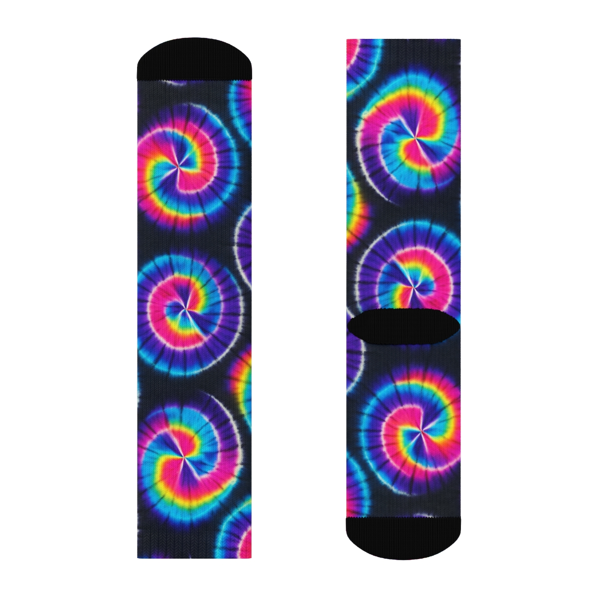 Neon Spiral Tile Lattice On Charcoal Black Background soft everyday crew socks