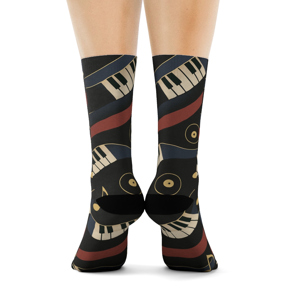Treble Clef Waves Pattern Musician Edition soft everyday crew socks