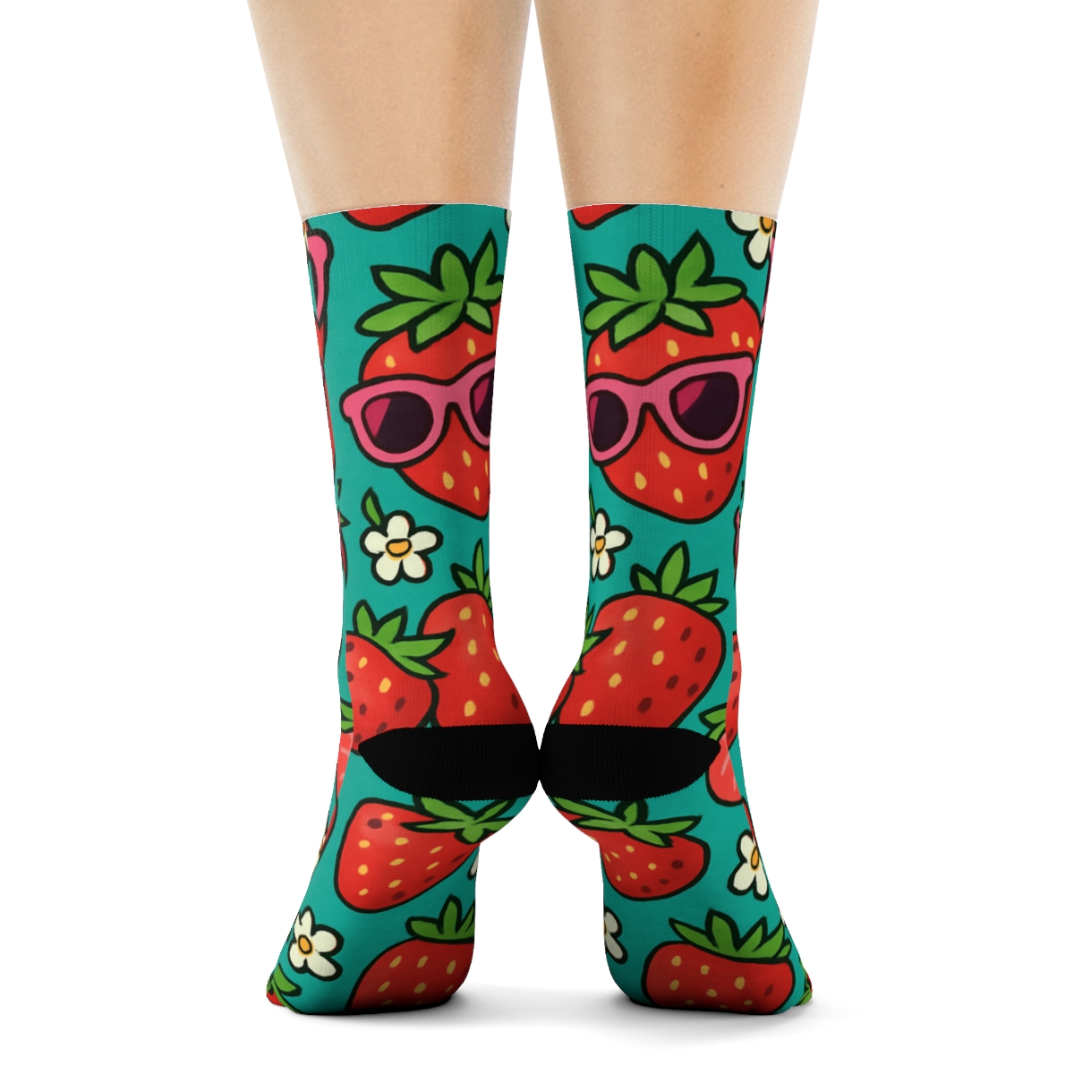 Strawberry Sunglasses Parade Pattern designer printed crew socks
