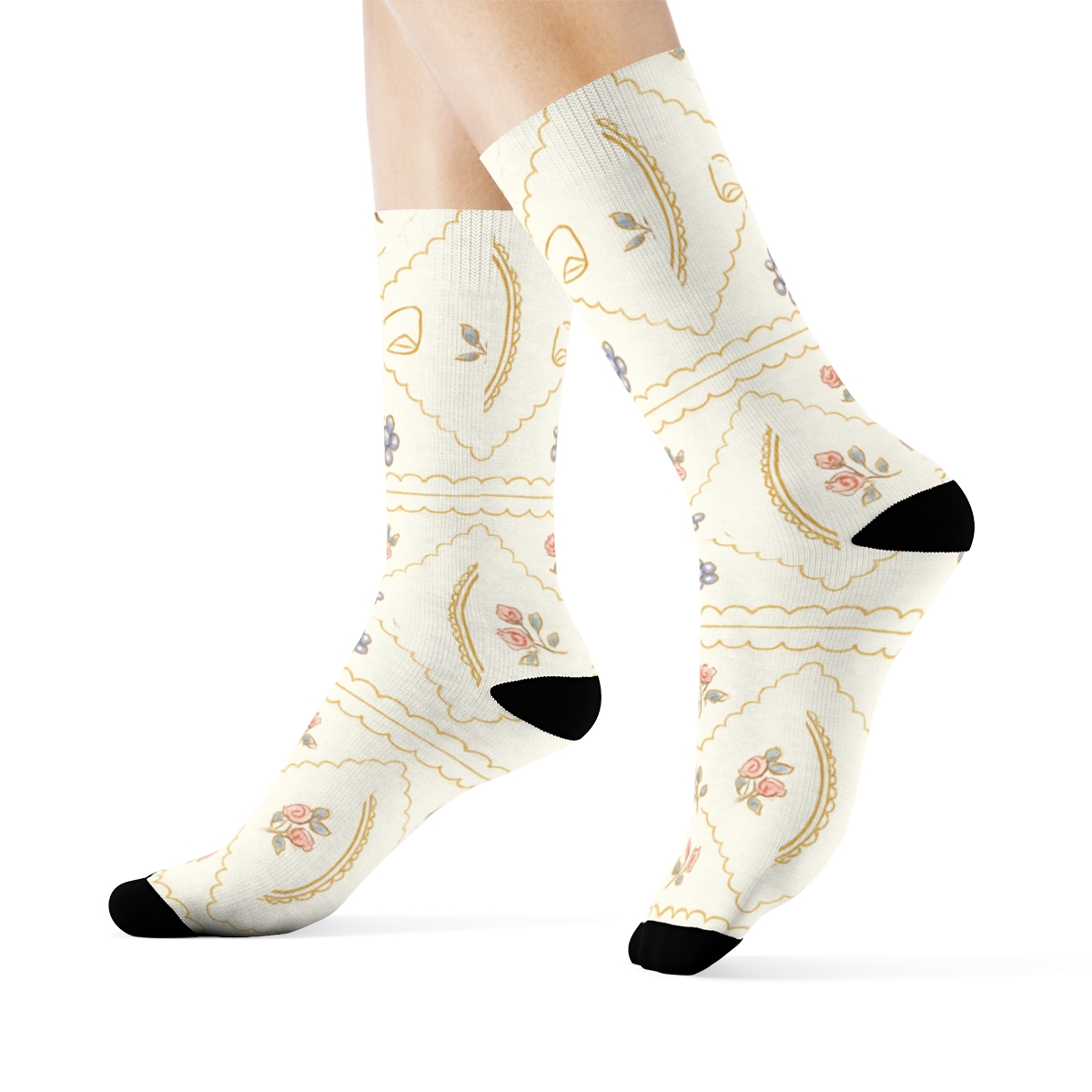 Ribbon Lace Mary Cameo Lattice premium sports crew socksRibbon Lace Mary Cameo Lattice Crew Socks - Image 3