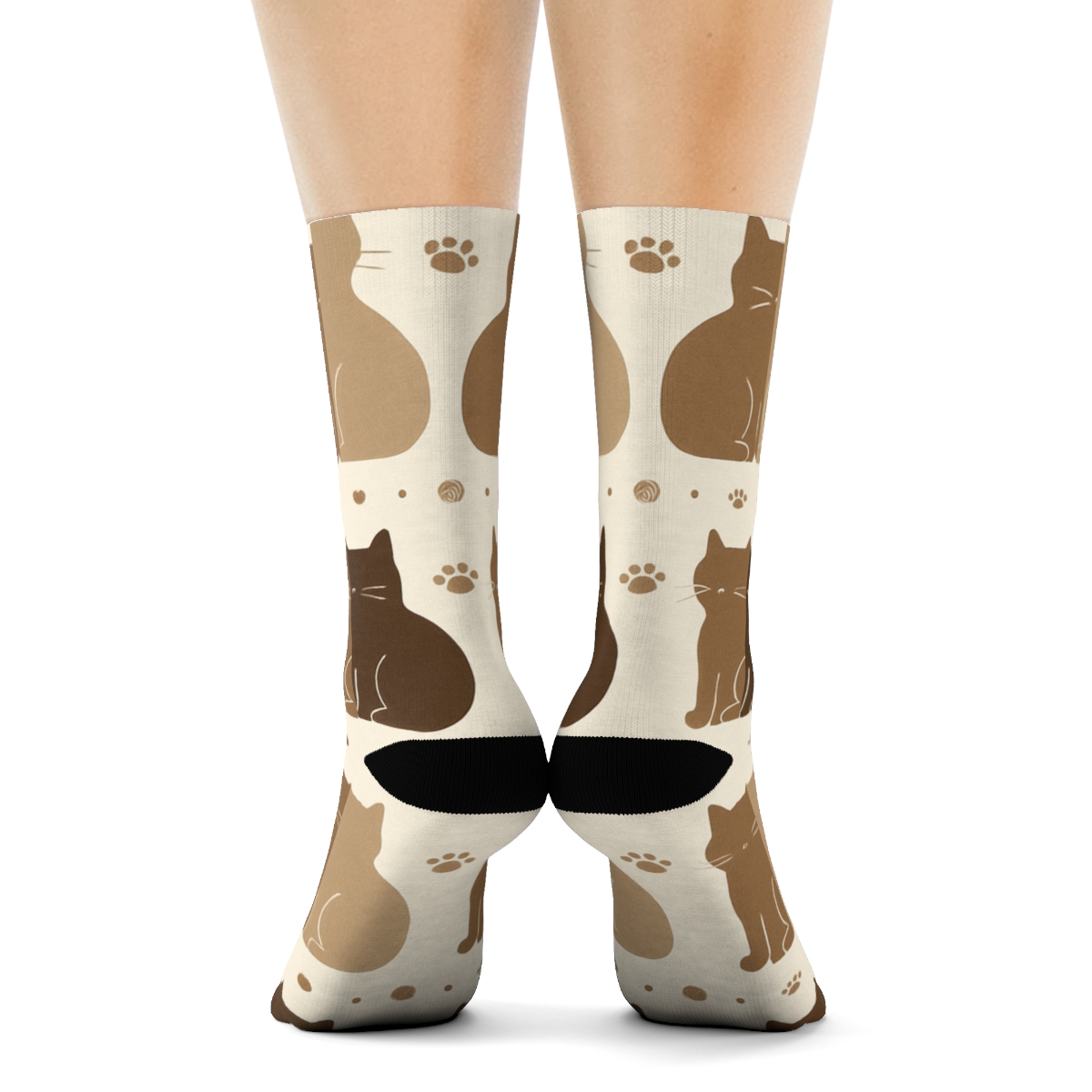 Minimalist Cat Silhouette Border Bands stylish athletic crew socks