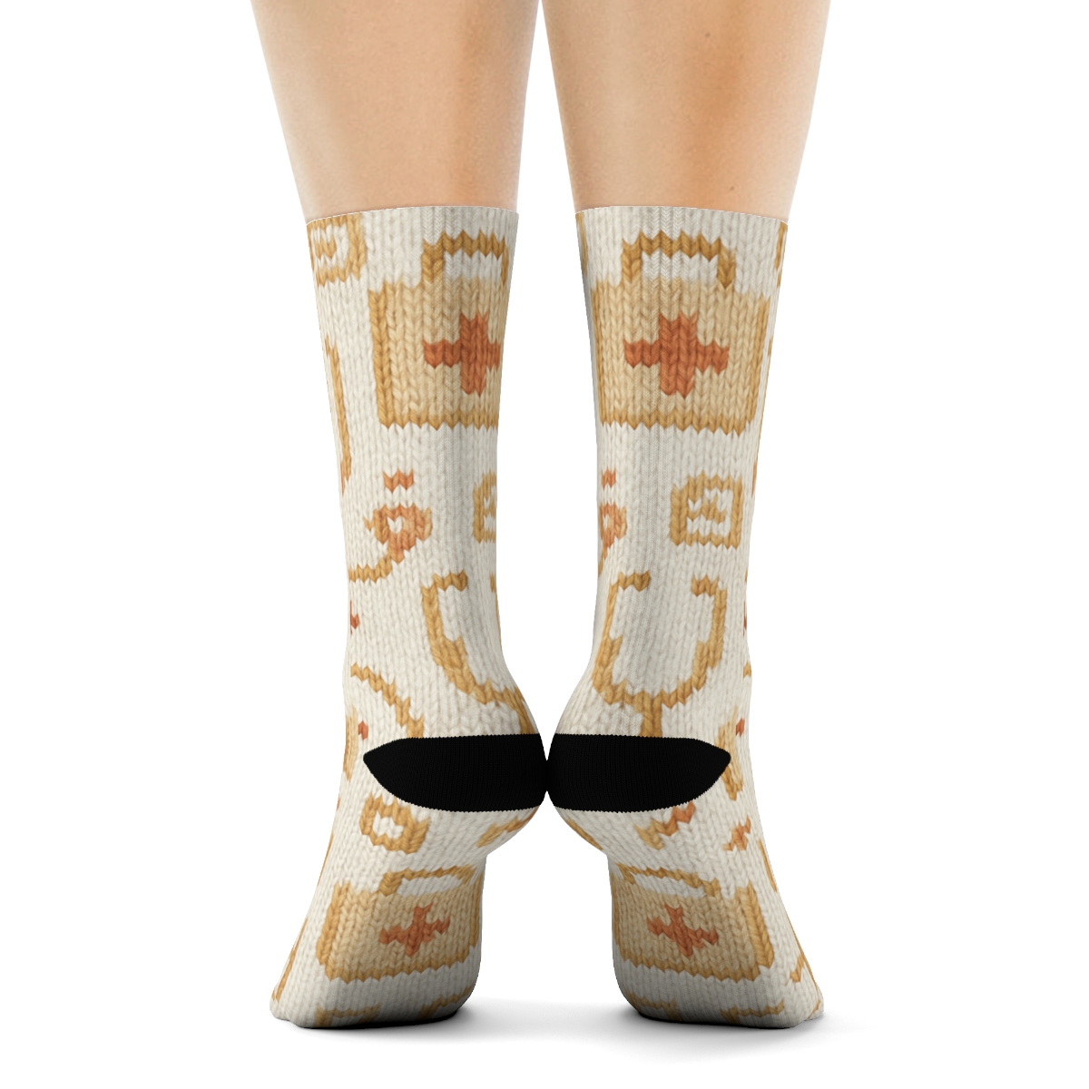 Knitted Lattice Stethoscopes Doctor custom crew socks