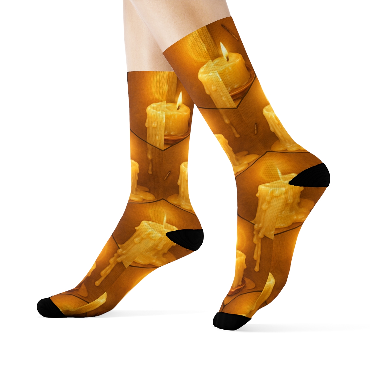 Honeycomb Wax Drip Candle Tiling comfortable cotton crew socks