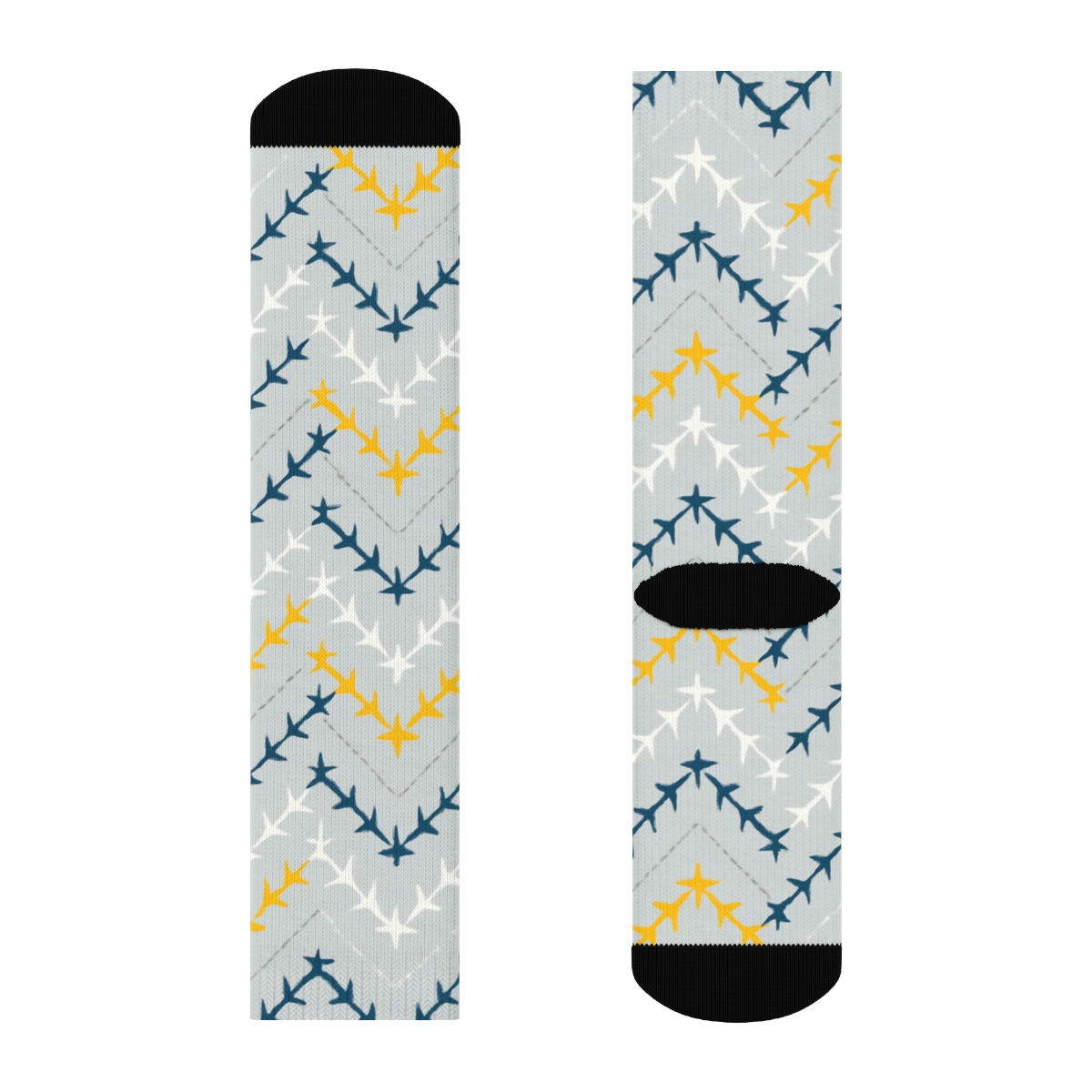Airplane Silhouette Chevron Sky Weave custom crew socks