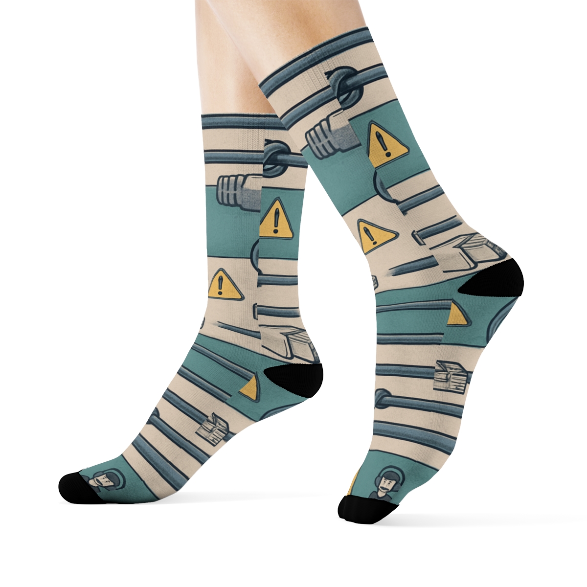 Cable Lattice It Support Specialist Pattern Bands unique graphic crew socks