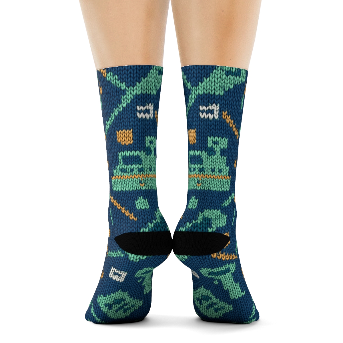 Knitted Cashier Register Lattice unique graphic crew socks
