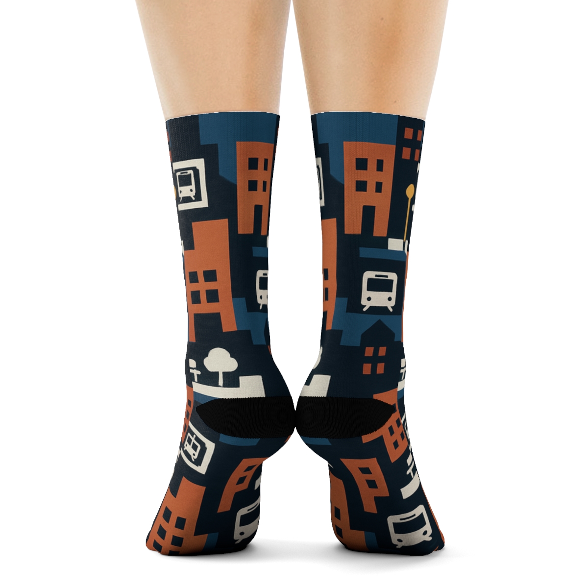Urban-planner Building Block Tessellation On City Blue premium sports crew socks