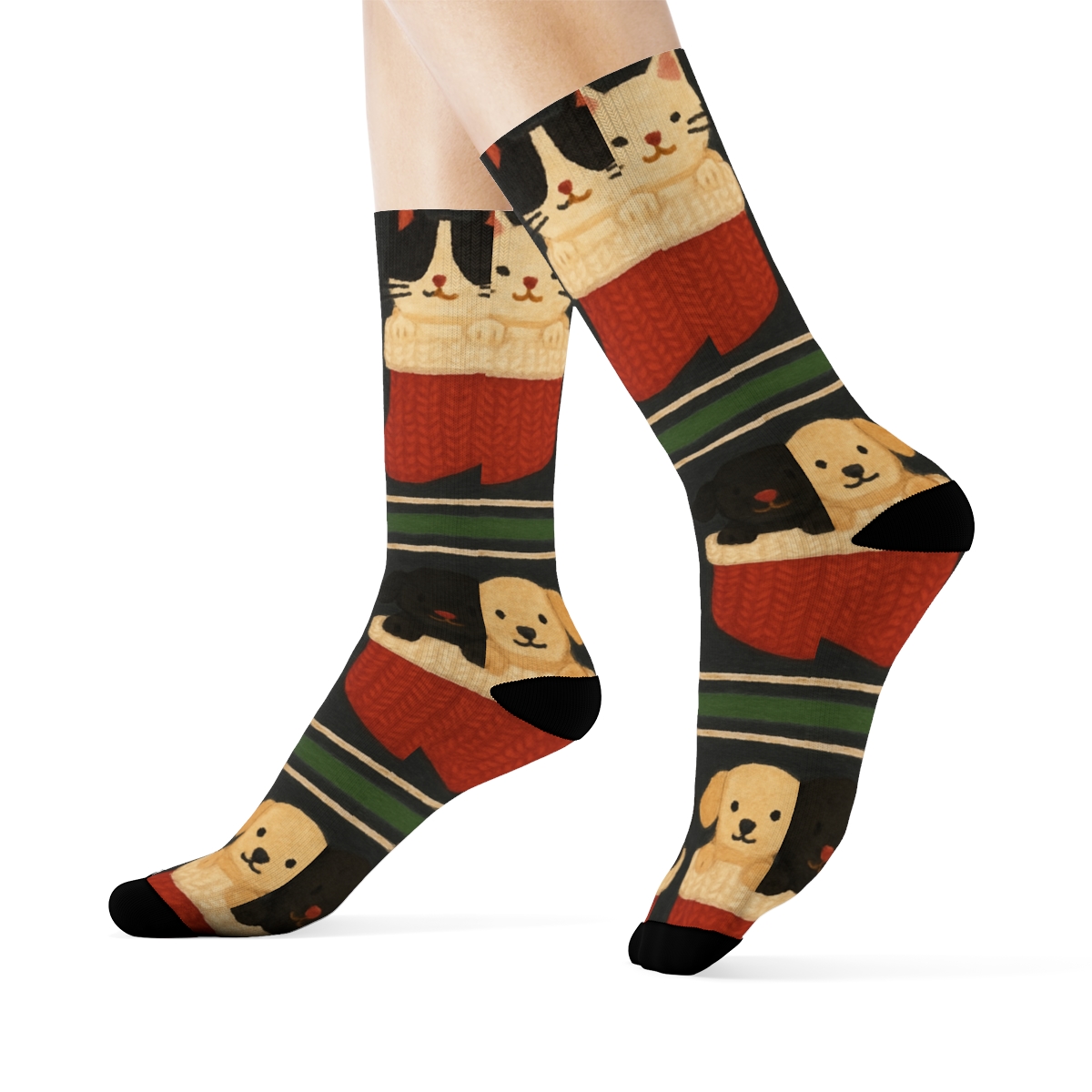 Holiday Pet Stocking Stripe Bands premium sports crew socks