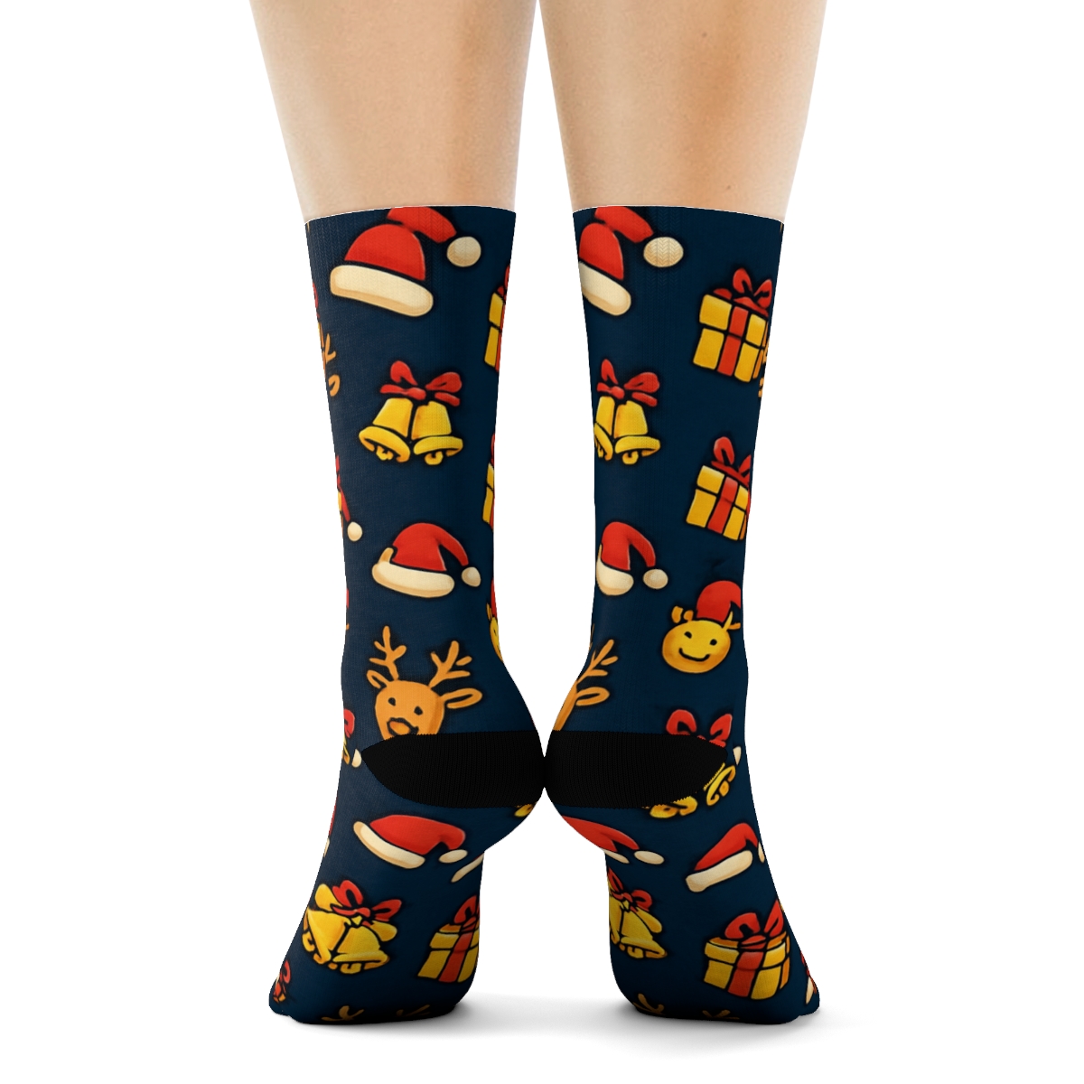 Santa Claus Midnight Sleigh Tiling unique graphic crew socks