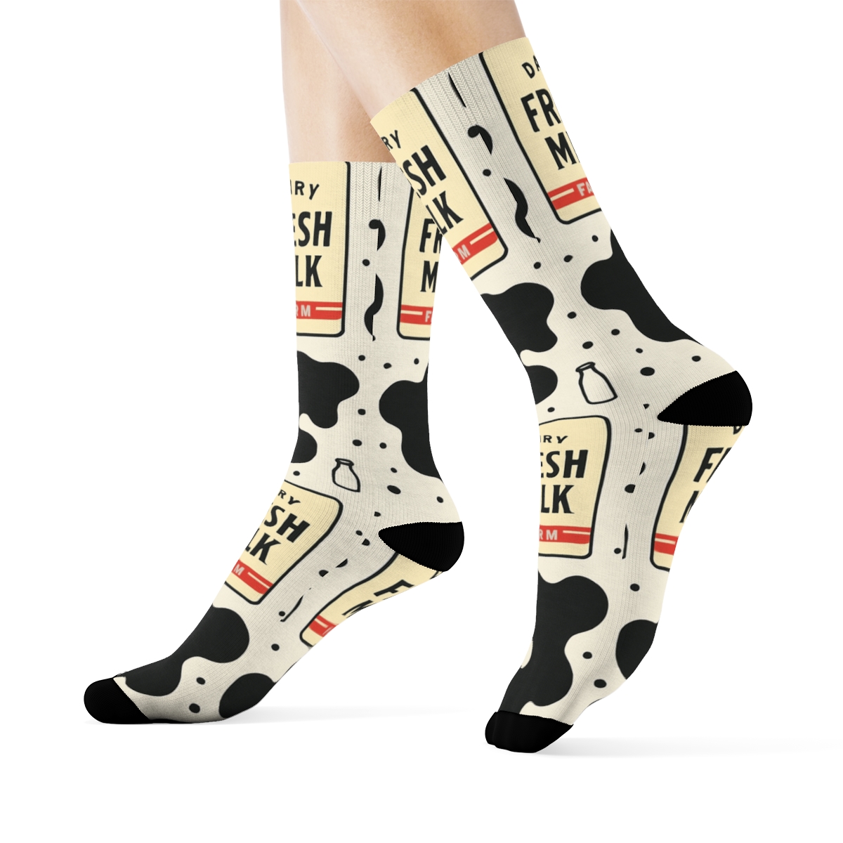 Retro Dairy Label Spot Panels premium sports crew socksRetro Dairy Label Spot Panels Crew Socks - Image 3