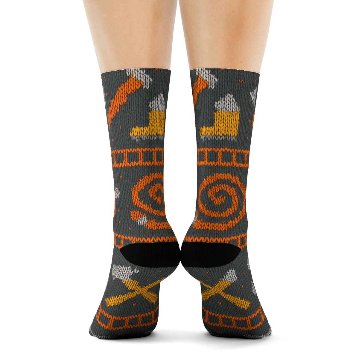 Knitted Illusion Fire Fighter Hose Chevron stylish athletic crew socks